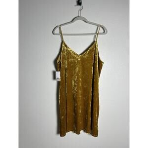NWT BP Nordstrom Slip Dress Womens Gold Crushed Velvet Lined Babydoll Size XXL
